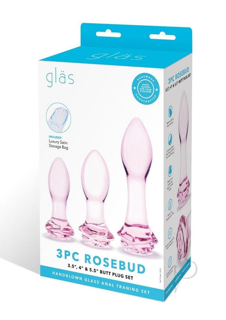 Glas Rosebud Butt Plug Set (3 Piece) - Pink