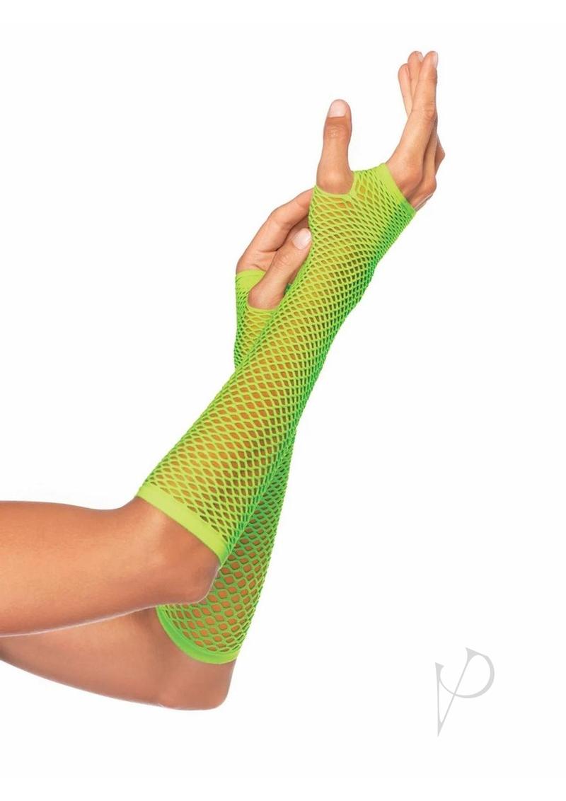 Leg Avenue Triangle Net Finglerless Gloves - O/S - Neon Green