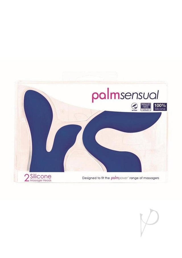 PalmSensual Accessories Silicone Massager Head Attachment (2 Per Pack) - Blue/Black