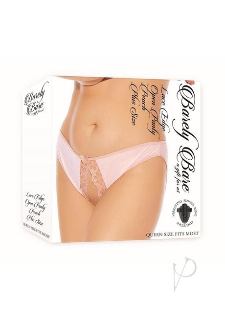 Barely Bare Lace Edge Open Panty - Plus Size - Peach