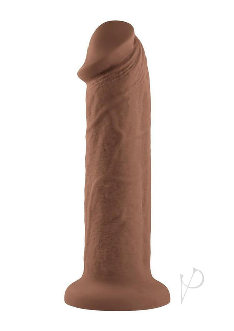 Girthy Vibrating Rechargeable Silicone Dildo 7in - Caramel