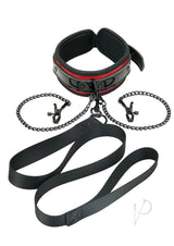 Whipsmart Heartbreakers Deluxe Collar, Nipple Clips, Leash Set - Black/Red