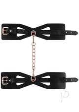 Sex and Mischief Brat Handcuffs - Black/Rose Gold