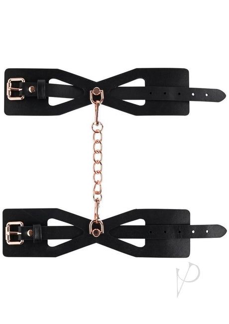 Sex and Mischief Brat Handcuffs - Black/Rose Gold