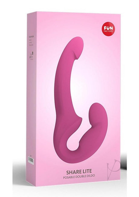 Share Lite Posable Double Dildo Silicone Strapless Strap-On - Blackberry