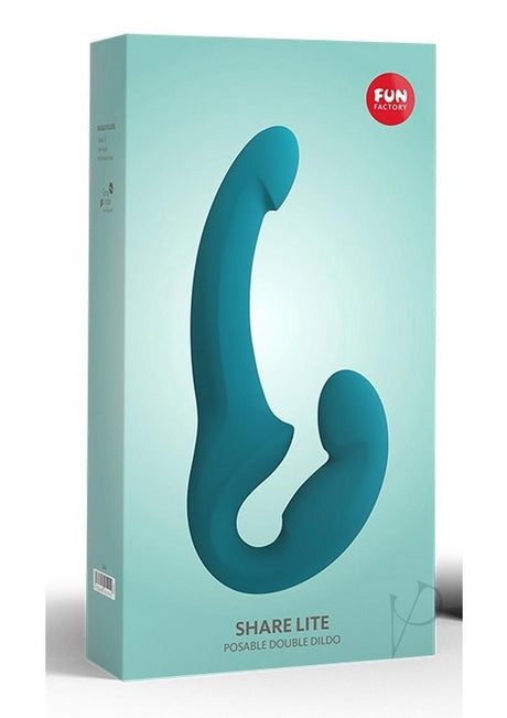 Share Lite Posable Double Dildo Silicone Strapless Strap-On - Deep Sea Blue