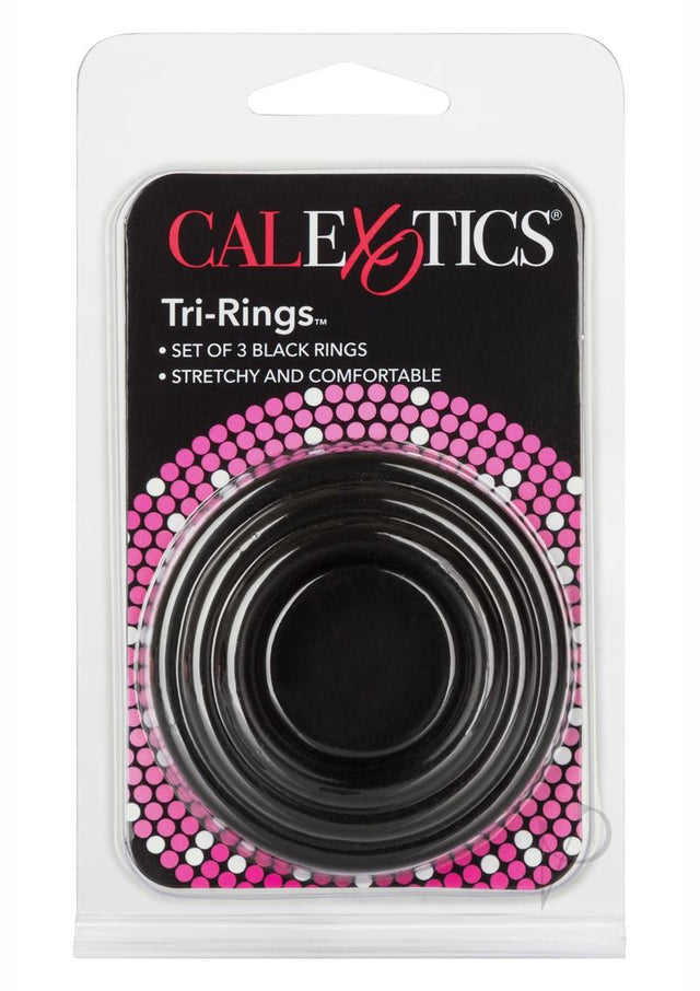 Tri Rings Cock Ring Set (3 Piece Set) - Black