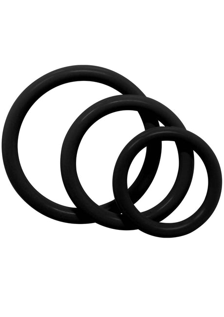 Tri Rings Cock Ring Set (3 Piece Set) - Black