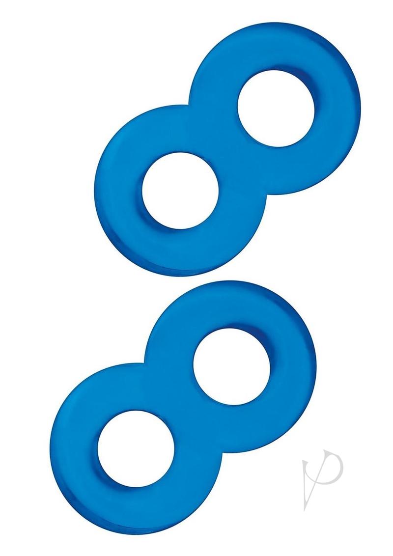 Blue Line Duo Cock And Ball Stamina Enhancement Ring (2 Pack) - Blue
