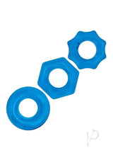 Blue Line Nuts and Bolts Stretch Cock Ring (3 Pack) - Blue