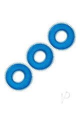 Blue Line Ultra-Slim Stretch Cock Rings (3 Pack) - Blue