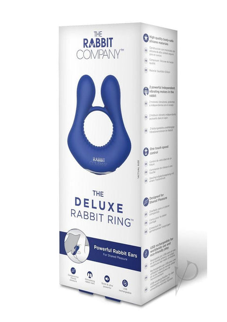 The Rabbit Company The Deluxe Rabbit Ring Rechargeable Silicone Couples Ring - Navy