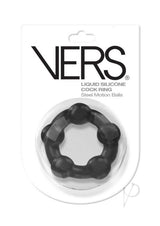 Vers Liquid Silicone Cock Ring Steel Motion Balls - Black