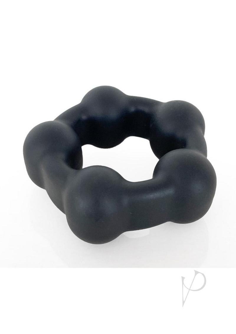 Vers Liquid Silicone Cock Ring Steel Motion Balls - Black