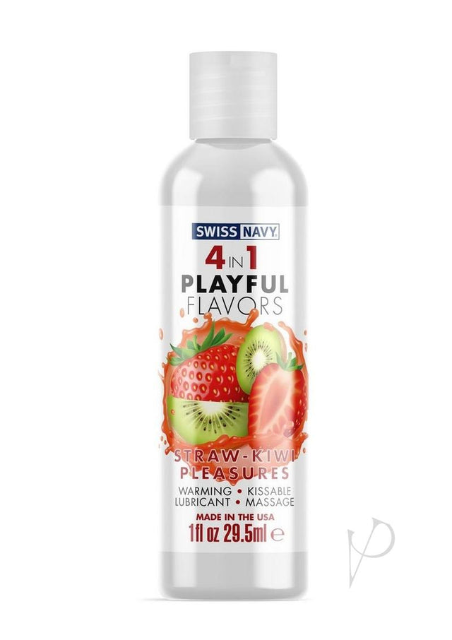 Swiss Nevy 4 In 1 Flavored Lubricant 1oz - Strawberry/Kiwi Pleasure