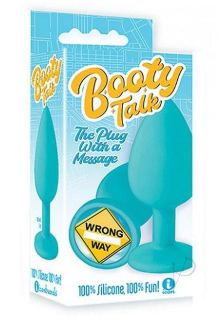 The 9's - Booty Talk Silicone Butt Plug Wrong Way - Blue/Yellow