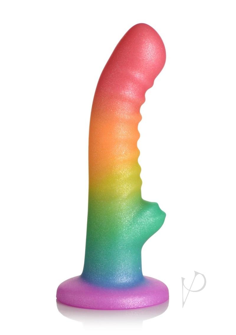 Simply Sweet Ribbed Silicone Rainbow Dildo