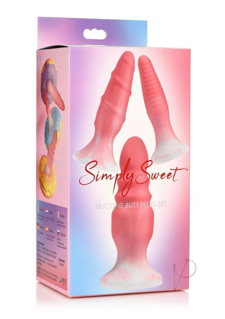 Simply Sweet Silicone Butt Plug Set - Pink