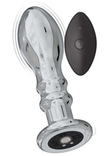 Ass-Sation Rechargeable Vibrating Metal Anal Pleaser with Remote Control - Silver