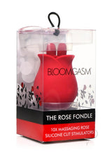 Bloomgasm The Rose Fondle 10x Silicone Rechargeable Massaging Rose Clit Stimulator - Red