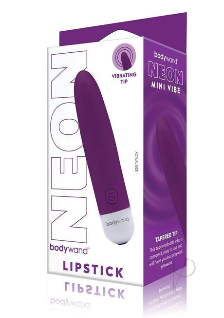 Bodywand Mini Lipstick Rechargeable Silicone Vibrator - Neon Purple