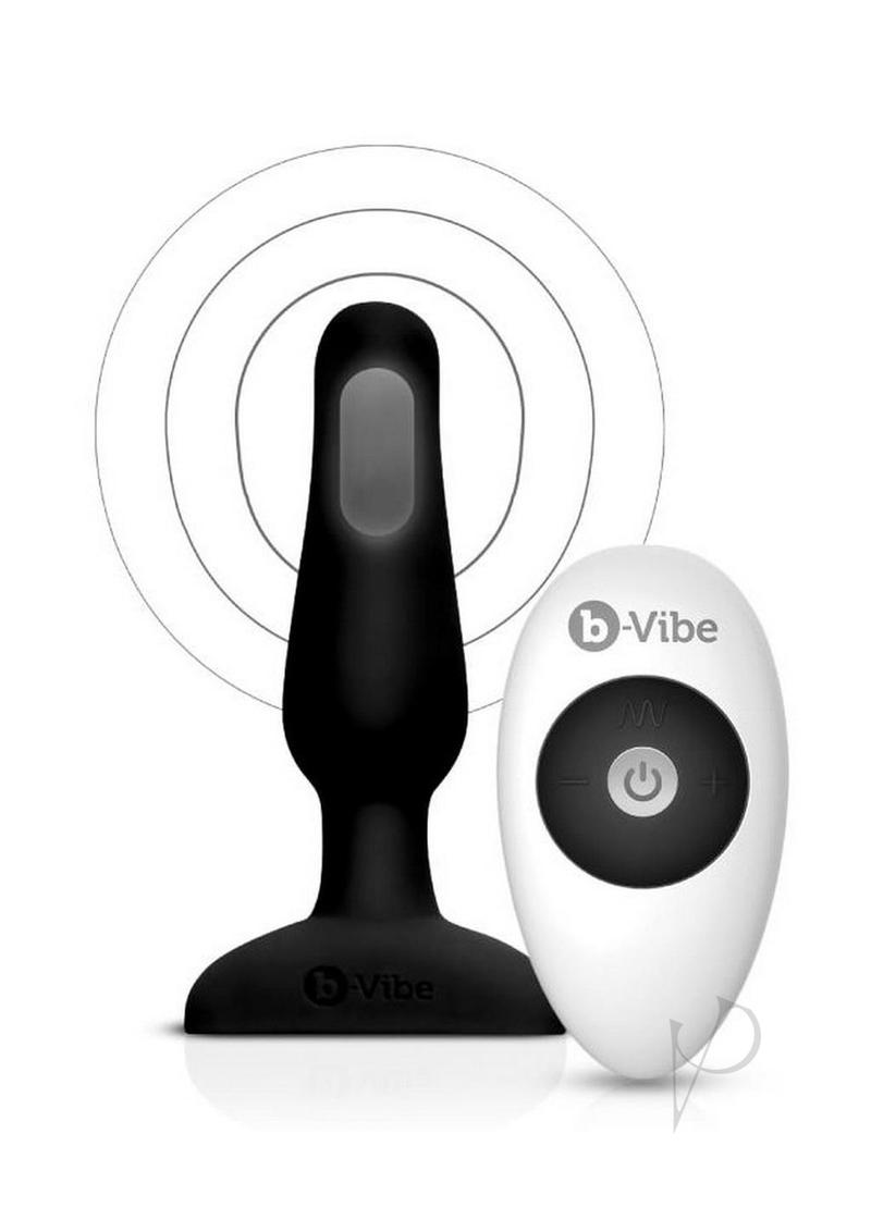 B-Vibe Novice Plug Rechargeable Silicone Anal Plug with Remote Control - Black