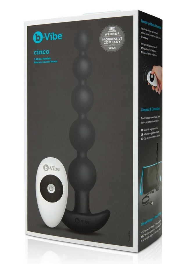 B-Vibe Cinco Rechargeable Silicone Anal Beads - Black