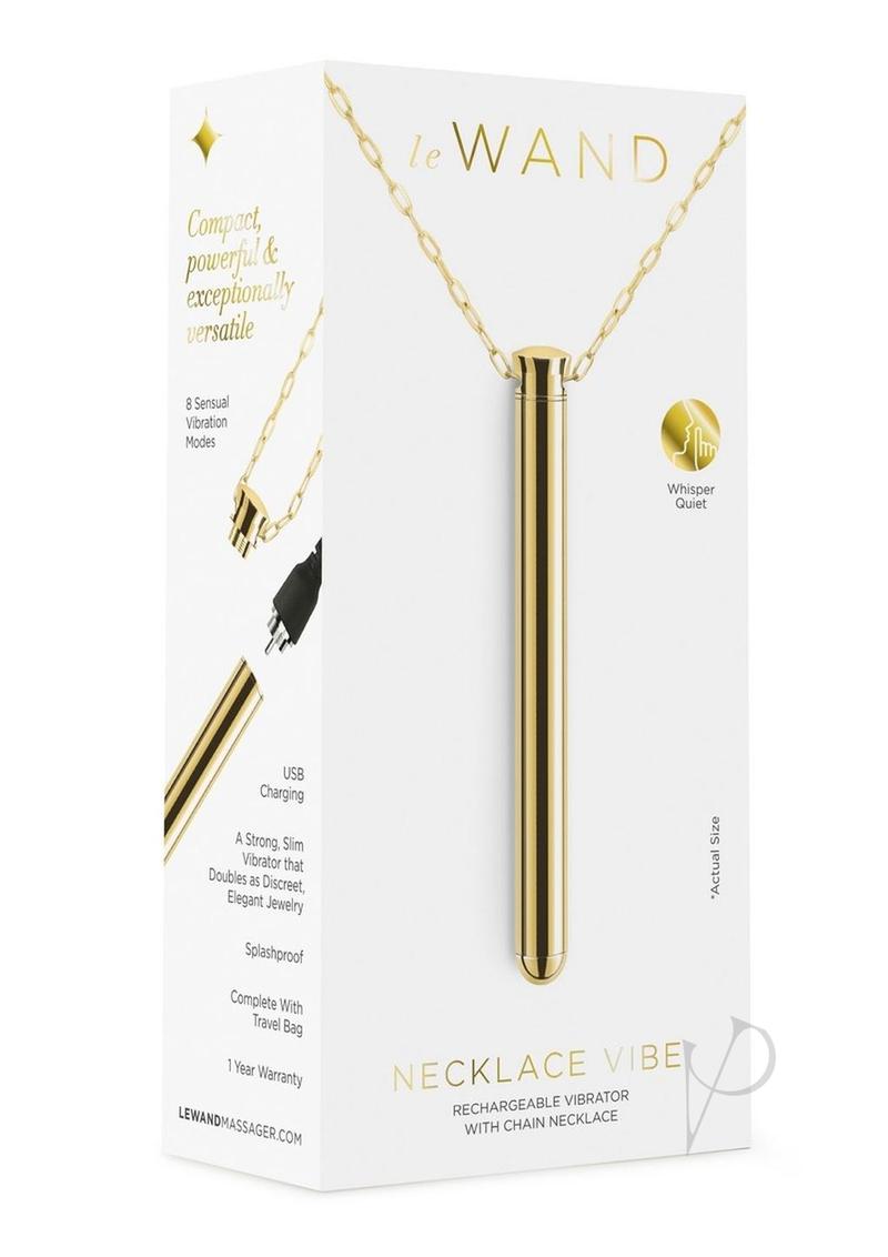Le Wand Vibrating Necklace Rechargeable Silicone Discreet Vibrator Gold