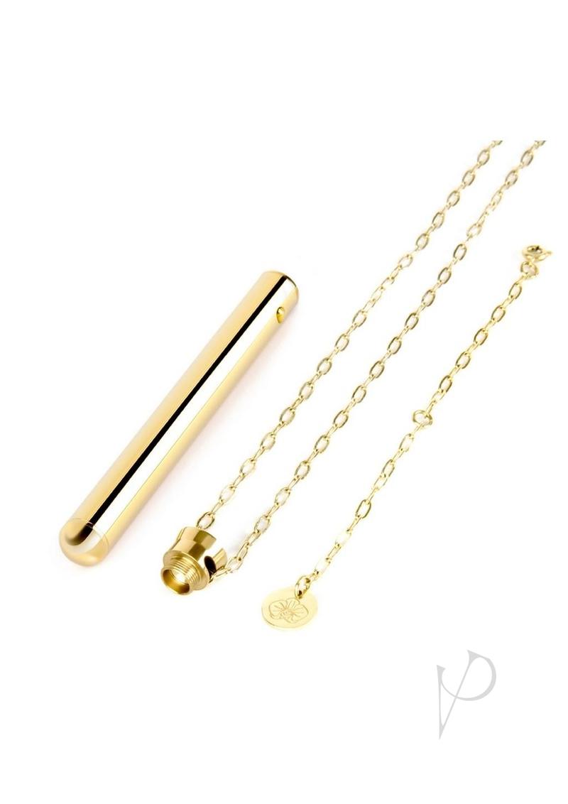 Le Wand Vibrating Necklace Rechargeable Silicone Discreet Vibrator Gold