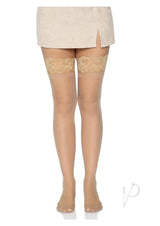 Leg Avenue Stay Up 3in Lace Top Lycra Sheer Thigh High - O/S - Nude