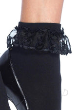 Leg Avenue Anklet with Lace Ruffle - OS - Black