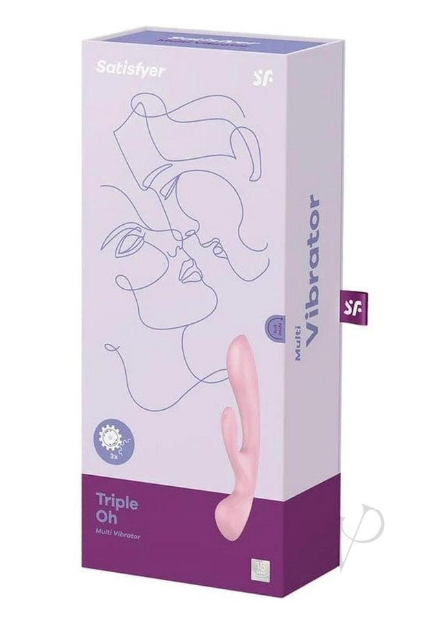 Satisfyer Triple Oh Rechargeable Silicone Dual Stimulating Vibrator - Pink