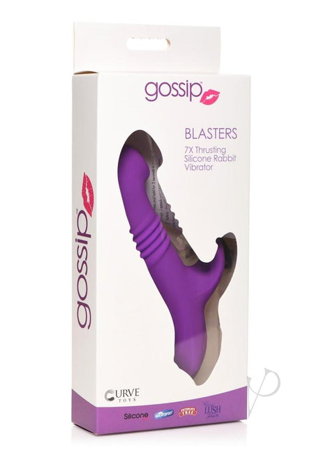 Gossip Blasters 10X Rechargeable Silicone Thrusting Rabbit Vibrator - Violet