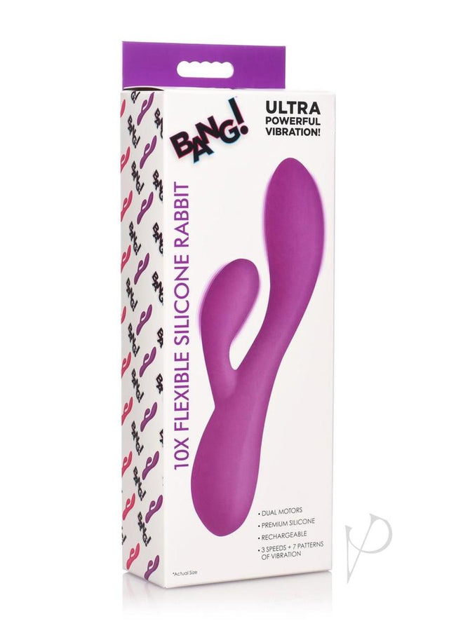 Bang! 10X Flexible Rechargeable Silicone Rabbit - Purple