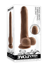 Peek A Boo Vibrating Rechargeable Silicone Dildo - Chocolate