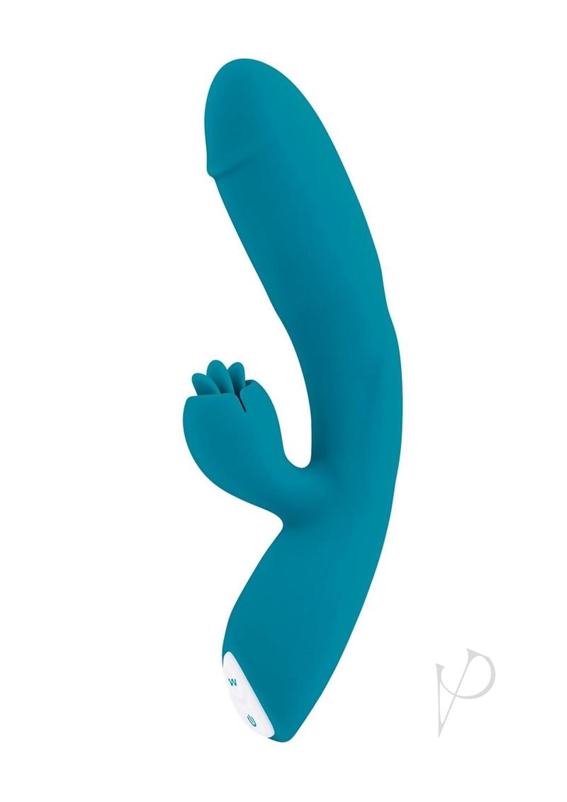 Fierce Flicker Rechargeable Silicone Rabbit Vibrator - Blue