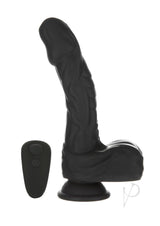 Naked Addiction Rotating and Thrusting Vibrating Rechargeable Silicone Dong with Remote Control - Black