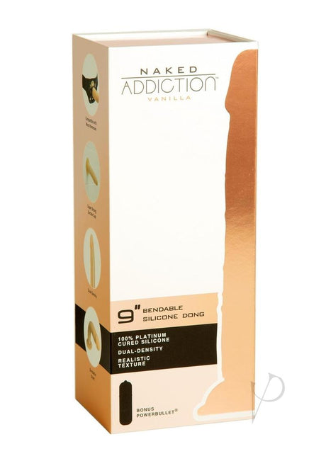 Naked Addiction Silicone Dual Density Bendable Dildo 9in - Vanilla