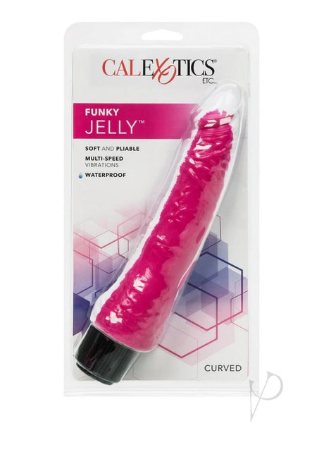 Funky Jelly Curved Vibrator 7.5in - Pink