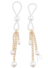 Sex and Mischief Pearl Nipple Ties - White/Gold