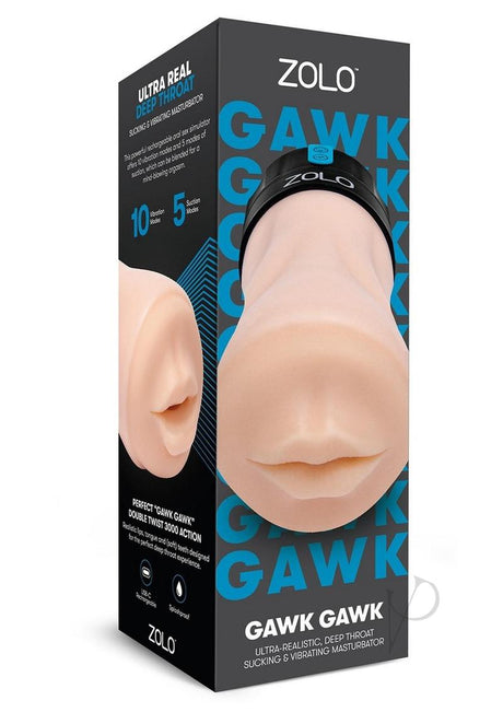 Zolo Gawk Gawk Rechargeable Silicone Vibrating Deep Throat Blowbot Masturbator - Vanilla/Black