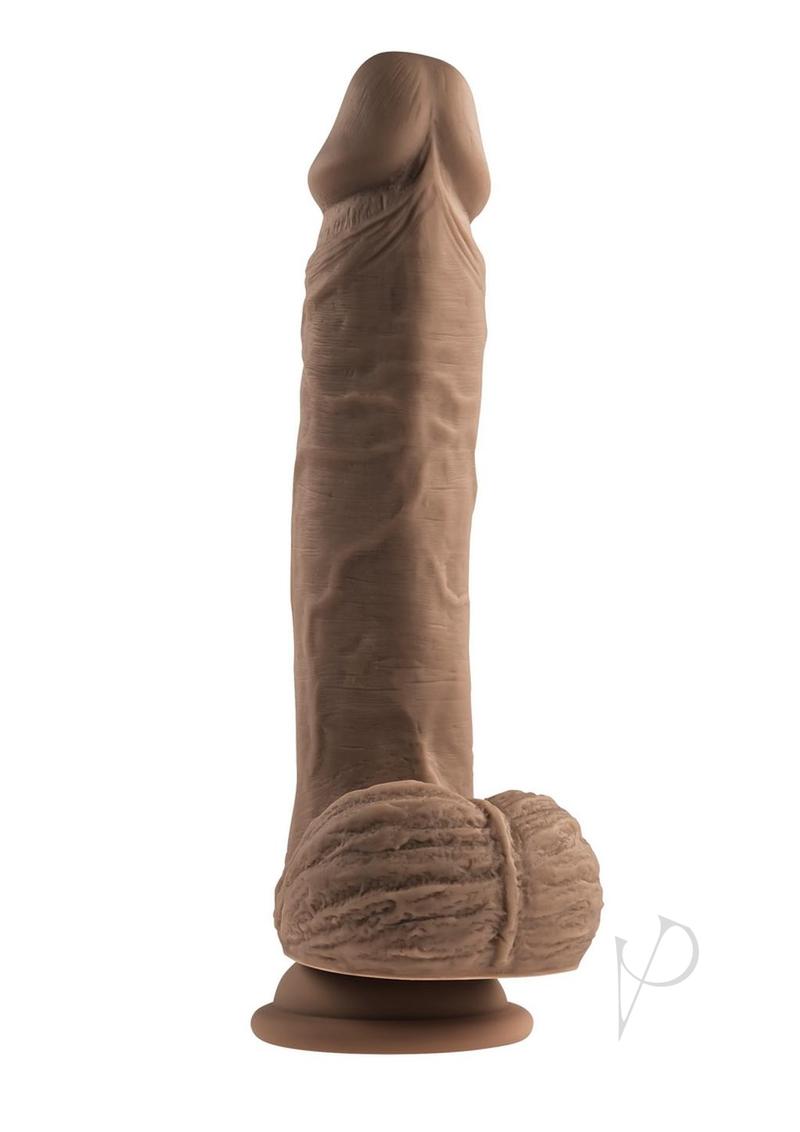 Full Monty Silicone Rechargeable Realistic Dildo with Remote Control 9in - Chocolate