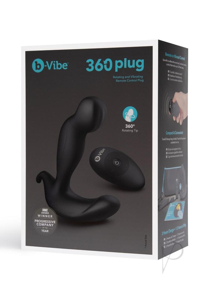 B-Vibe 360 Plug Rechargeable Silicone Rotating and Vibrating with Remote Anal Plug - Black