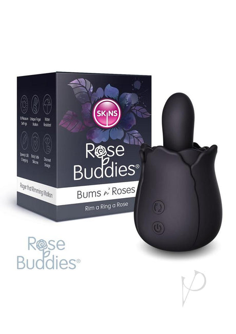 Skins Rose Buddies Bums N Roses Rechargeable Silicone Clitoral Vibrator - Black