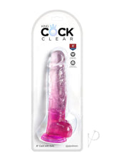 King Cock Clear Dildo with Balls 8in - Pink
