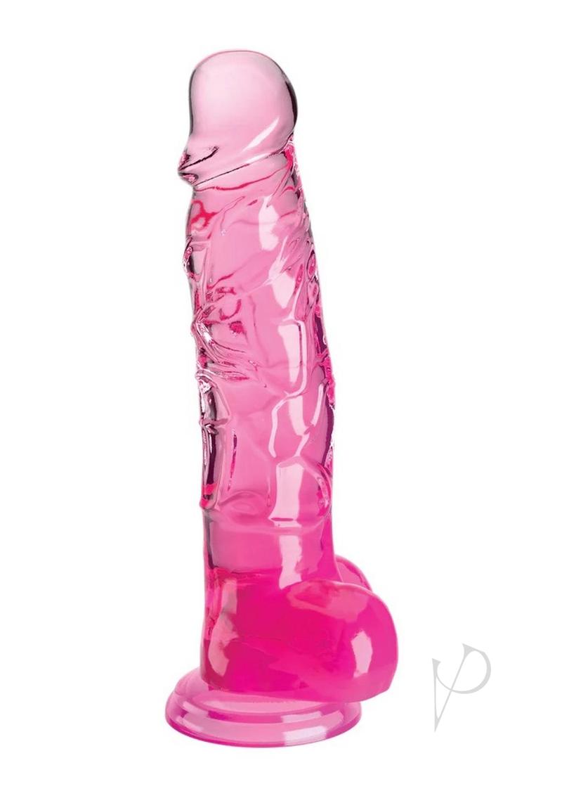 King Cock Clear Dildo with Balls 8in - Pink