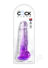King Cock Clear Dildo with Balls 8in - Purple