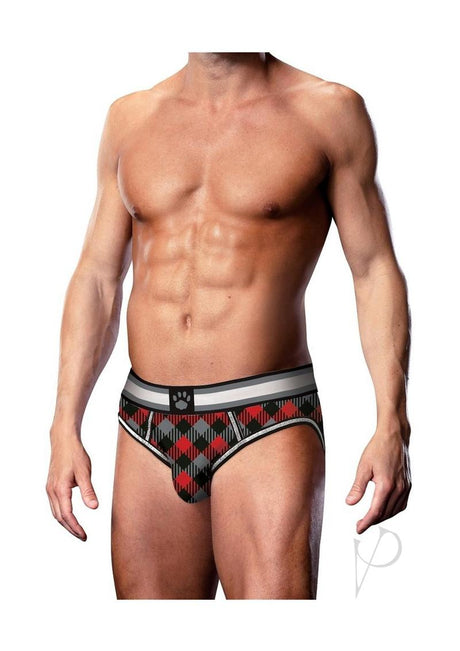 Prowler Tartan 1 Open Brief - Small - Black/Red