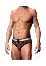 Prowler Tartan 1 Brief - Large - Black/Red