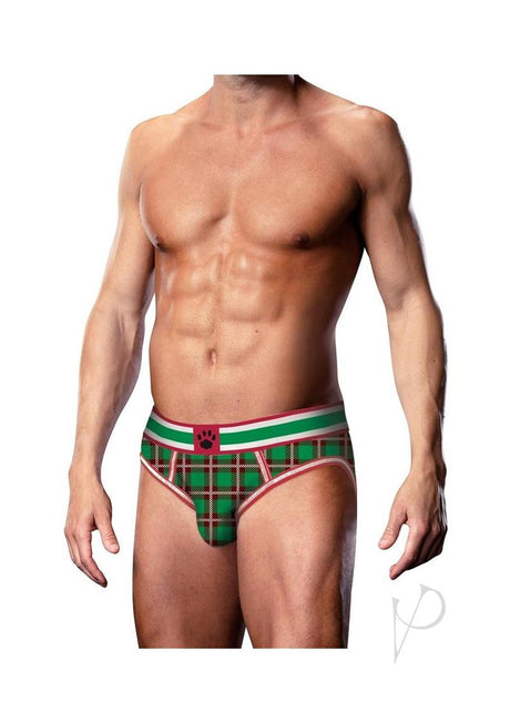 Prowler Tartan 2 Open Brief - Large - Green/Red